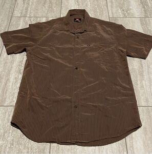 Preloved Quicksilver Brown Pinstripes Collared Polo Shirt Medium